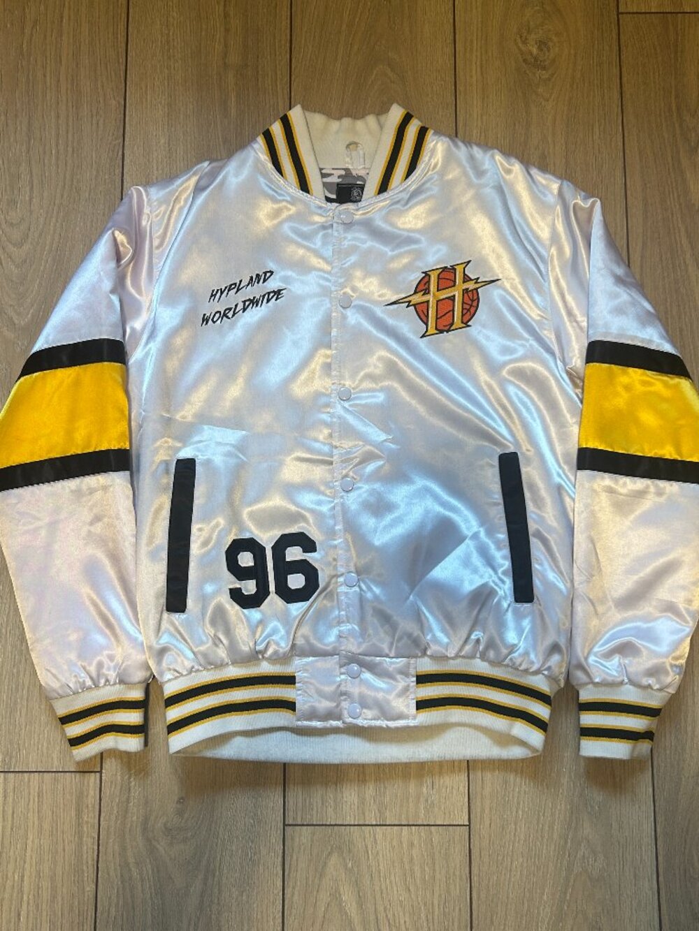 Hypland White Varsity Jacket